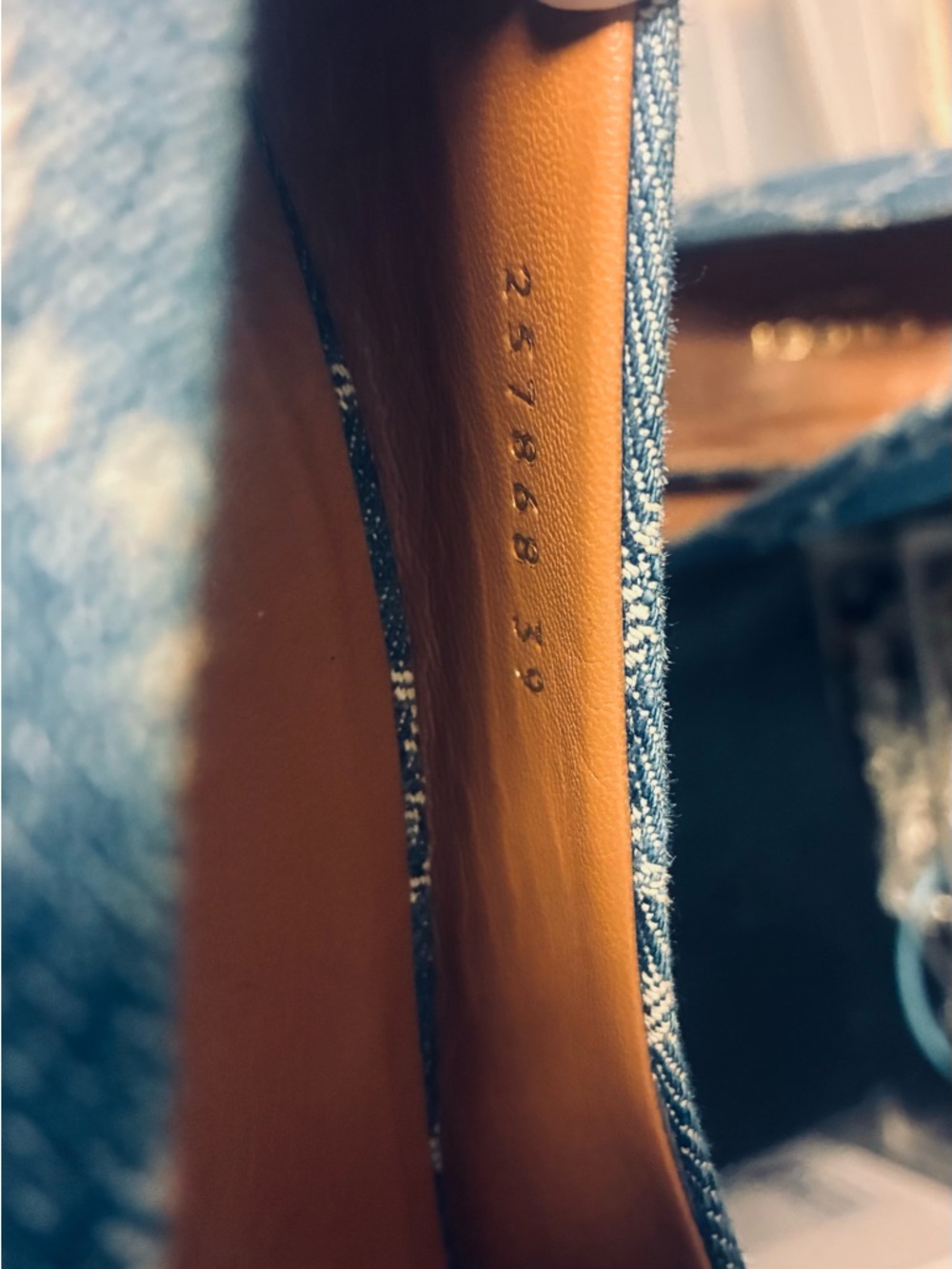 Gucci GG Monogram Peep Toe Blue Denim Horsebit Espadrille Wedges 39 Vintage - Picture 2 of 13